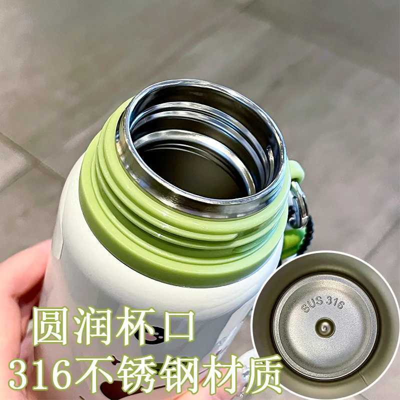 Panda series fashionable handle thermos with built-in pouring cup lid independent red panda pendant water cup dual drinking cupCL240809