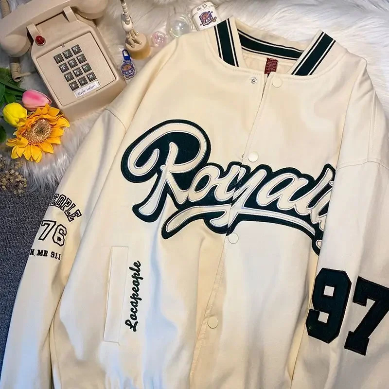 Mens Jacket Embroidery Letters Single Breasted Streetwear Harajuku Varsity Jacket Autumn Cotton Coat Baseball Uniform Clothing 240816