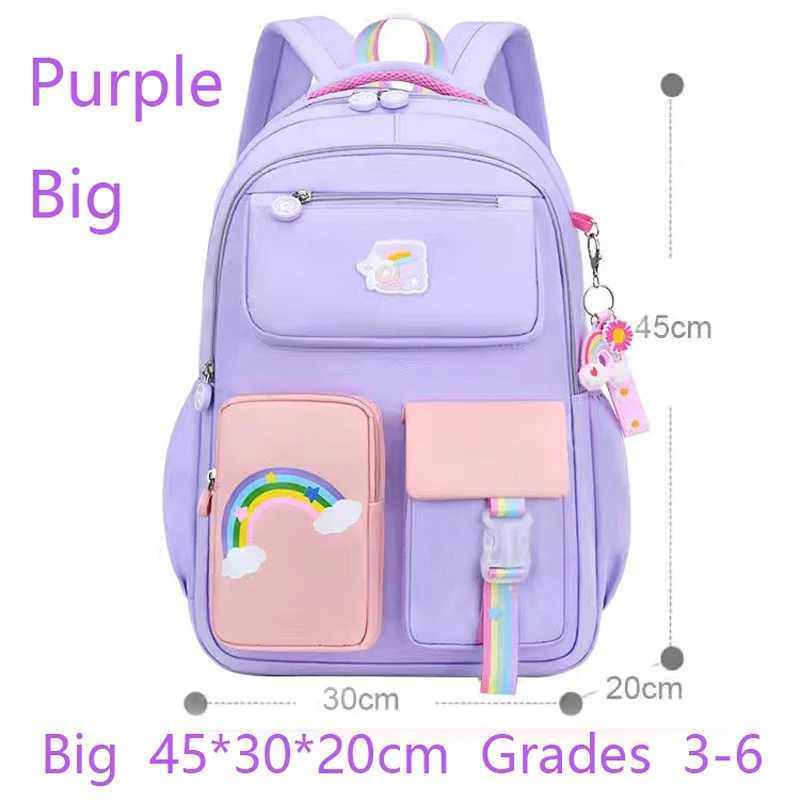 Primary High Class Backpack for Girls Macaron Color Blocking Kid Backpack Rainbow Zipper Large Capacity Teen Girl School Bag Y240809