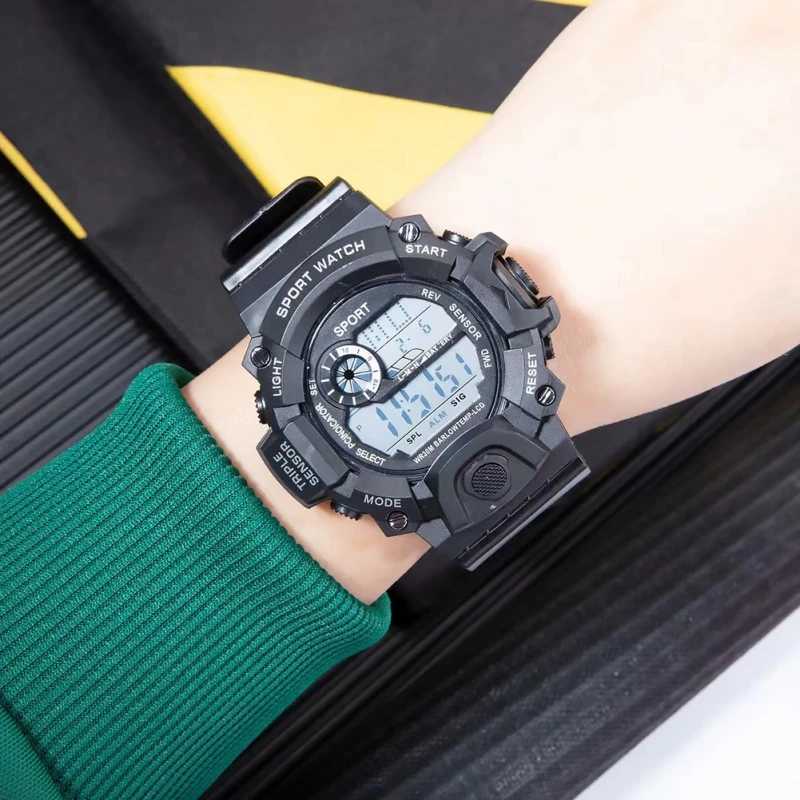 Mens Luminous Electronic Watches Fashion Childrens Sport Watch Noctilucent Alarm Clocks Watch for Boys Girls Black Y240809