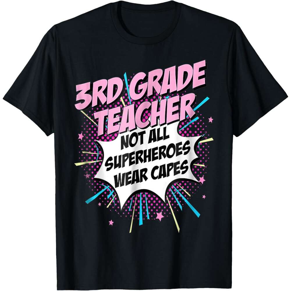 T shirt for Mens 3rd Grade Teacher Superhero Cute Comic Tee Gifts Idea T-Shirt Shirts Tshirt Graphic Tee Casual Tops Clothes Short sleeve Free shippin
