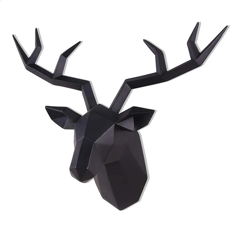 Deer Head Resin Statue For Wall Decoration Animal Figurine Living Room Wall Mount Decor Deer Sculpture Interior Decoration 240809