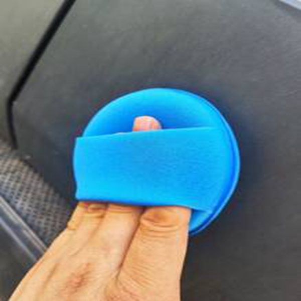 1pc Car Polishing Cleaning Hand-held Round Waxing Sponge Beauty Waxing Cleaning Handheld Waxing Cotton Polyester Sponge Friction-resistant