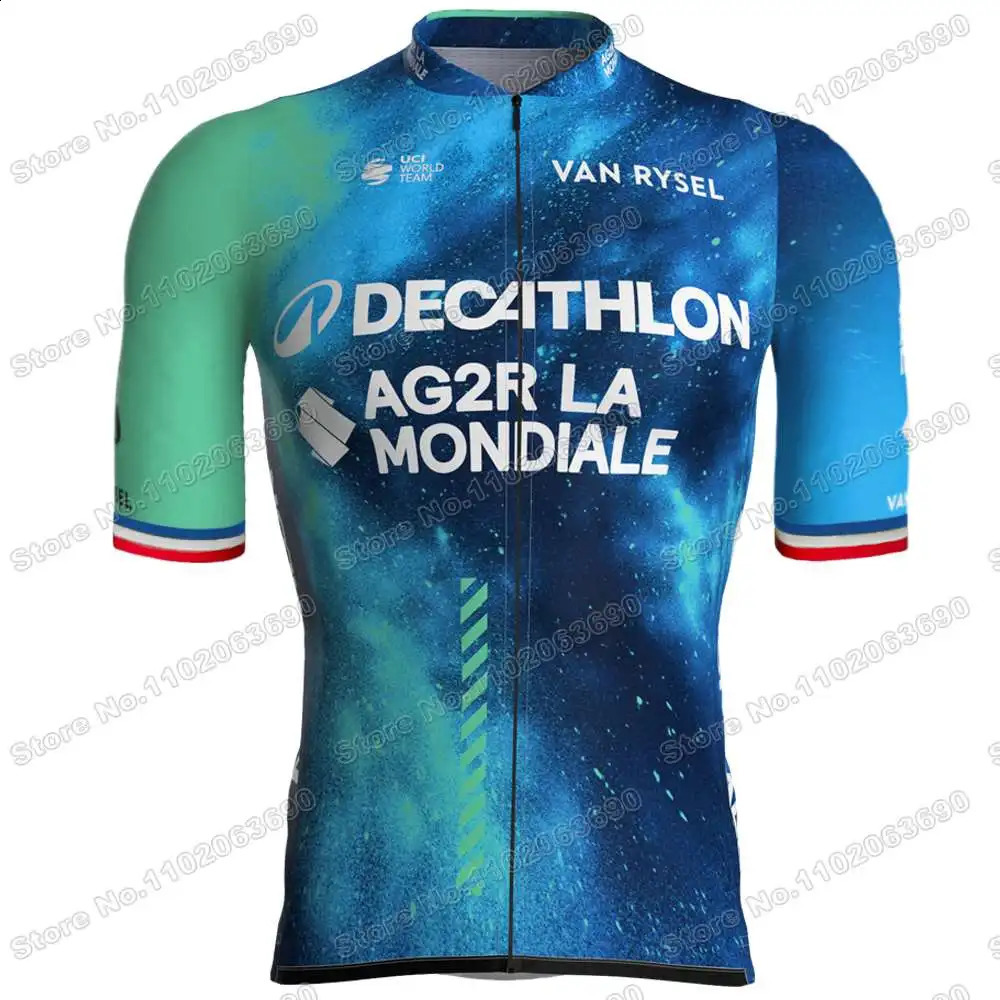 Team AG2R Cycling Jersey Set France Belgium Champion Cycling Clothing Men Summer Road Bike Shirt Suit Bicycle Bib Shorts 240731