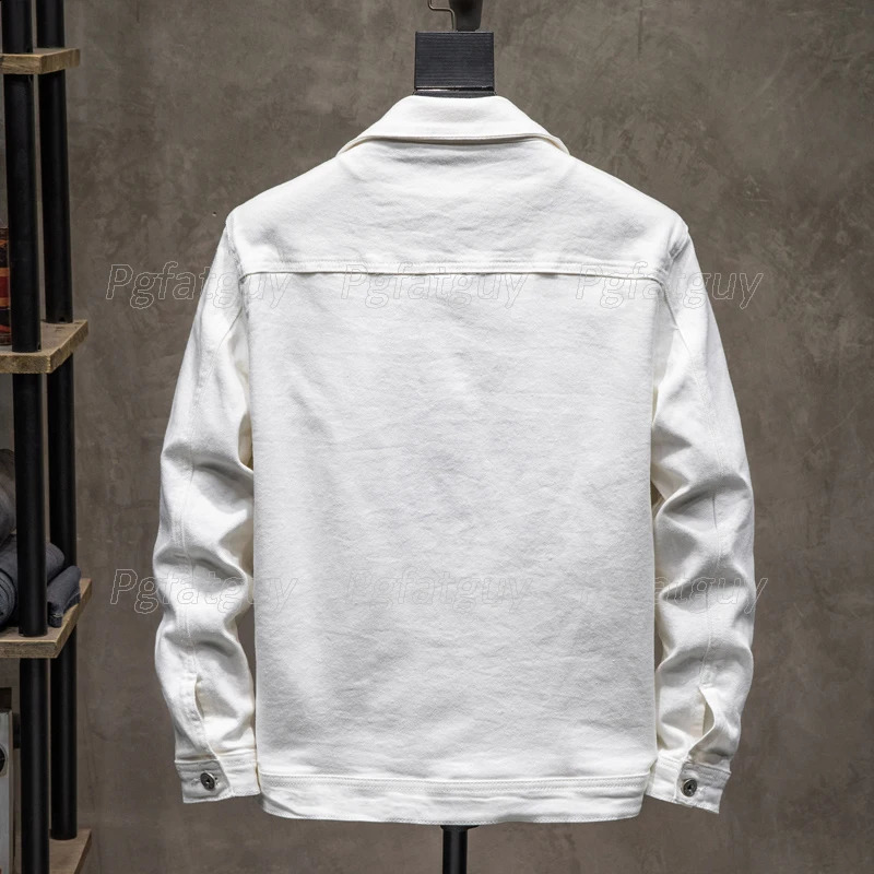 Business and leisure 2piece mens pants set for spring simple white long sleeved denim jacket jeans fashionable ultrathin couple 240809