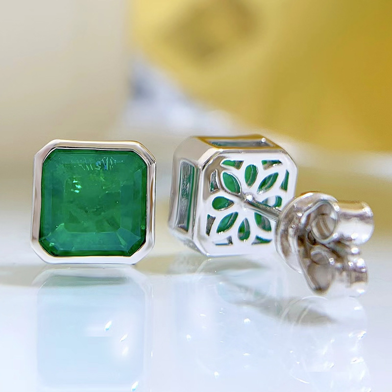 2024 Choucong Top Sell Handmade Stud Earrings Simple Fine Jewellery Real 100% 925 Sterling Silver Large Princess Cut 3CT Emerald Party Ladies Earring 