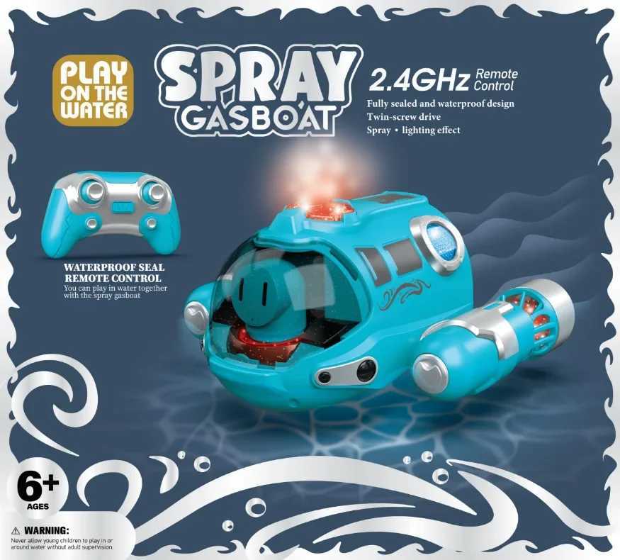 2.4G Remote Control Motorboat Waterproof Spray Swimming Pool Bathing RC Steamboat Toy For Boys And Girls Children Christmas GiftY240810