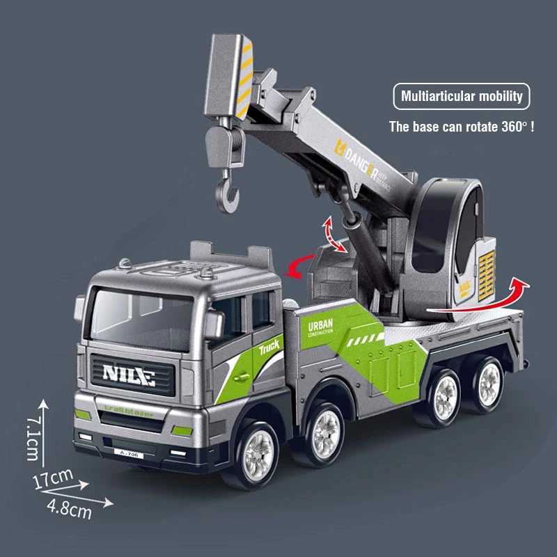 Free shipping 1/50 Diecast Engineering Vehicle Excavator Bulldozer Car Model Silation Alloy Head Dumper Truck Crane Tanker Toys for Kids Boy