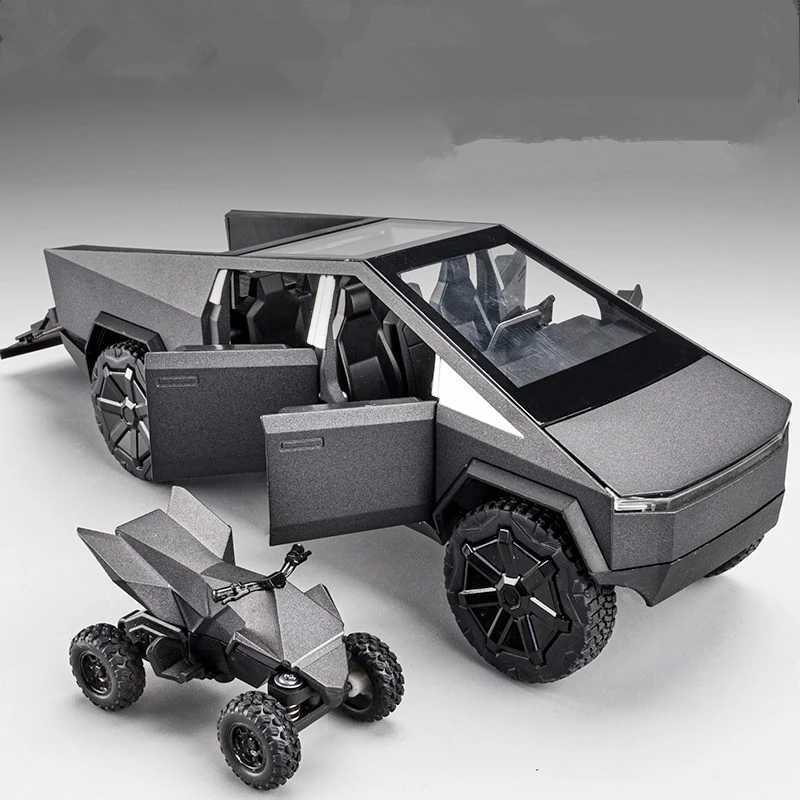 1/32 Scale Cyber Truck Pickup Alloy Diecast with Realistic Sound & Light, Off-Road Vehicle Model for Kids dh911125171