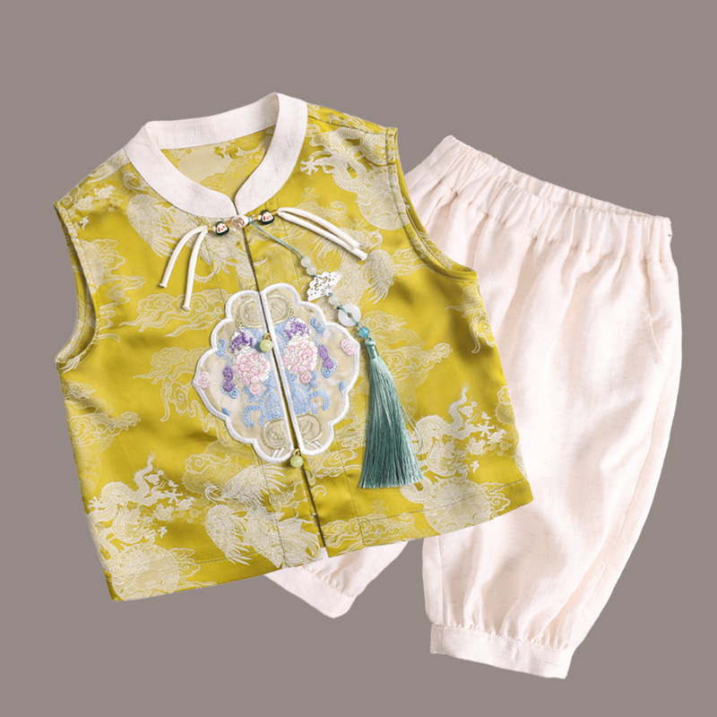 children's clothing Children's summer new traditional Chinese hanbok two-piece set of Tang suit boys and girls national wind performance sui
