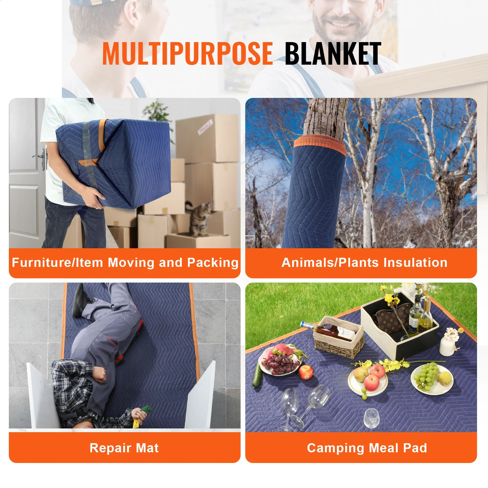 VEVOR 35/65 lbs mobile blanket 12 packs of 80 x 72 packaging blanket for heavy-duty mobile mats used to protect furniture and equipment 240809