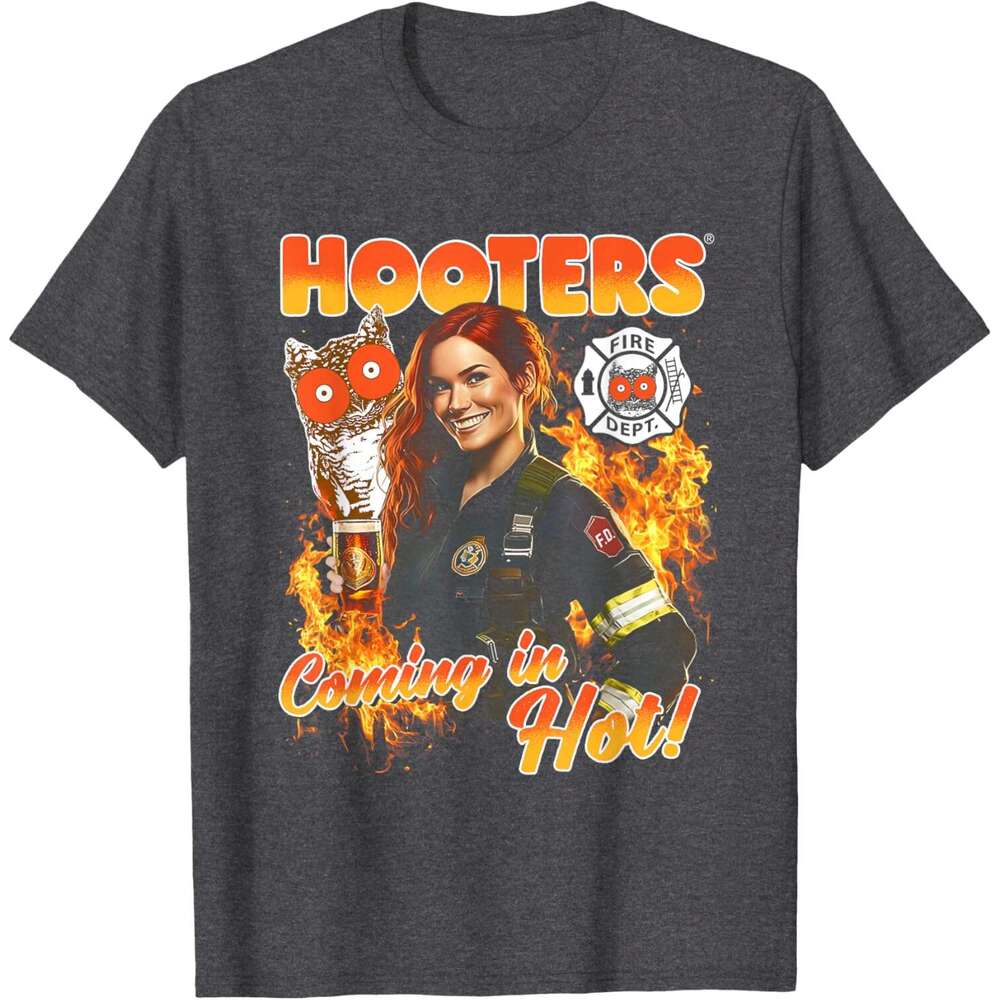 2025S Fashion Designer T Shirt For Mens Hooters Coming In Hot Firefighter T Shirt Shirts Tshirt Graphic Tee Casual Tops Clothes Short Sleeve