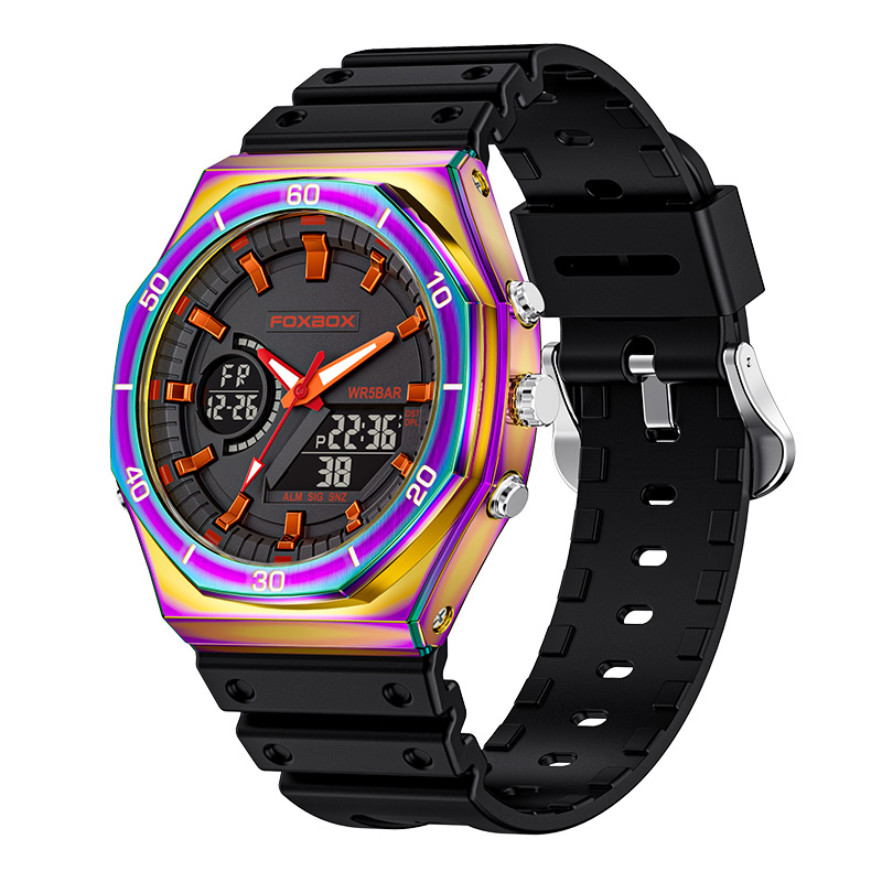 LIGE Men's New Casual Dual Display Electronic Watch Multi functional Waterproof Night Light Calendar Watch Youth Alarm Clock Watch