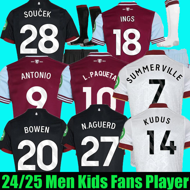 24 25 L.PAQUETA BOWEN ANTONIO WeSTs HaMS Football Shirt Kit Soccer Jerseys 2024 2025 Summerville ZOUMA Football Kit SOUCEK N.AGUERD Fullkrug Men Kids Kits Uniform 3RD