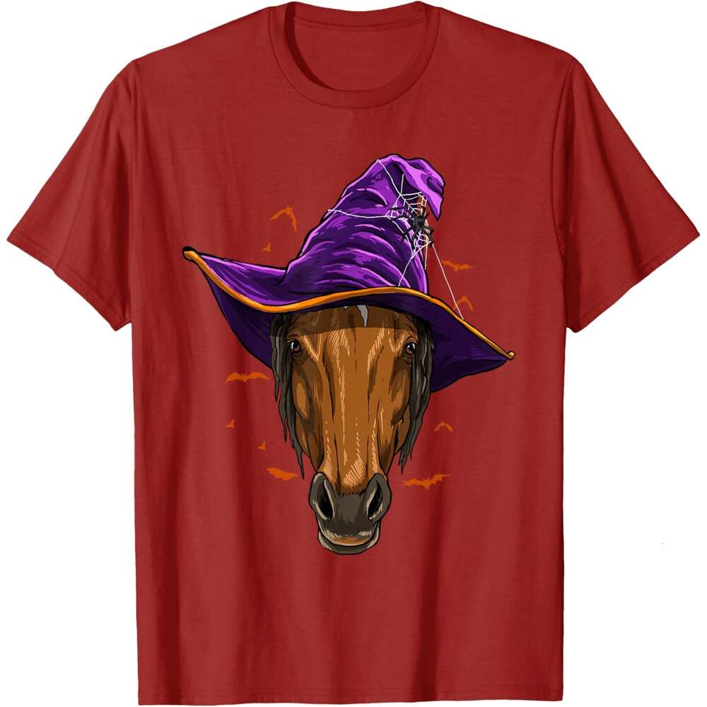 T shirt for Mens Witch Halloween Horse Shirt Equestrian Horse Lover Cowboy T-Shirt Shirts Tshirt Graphic Tee Casual Tops Clothes Short sleeve 2025