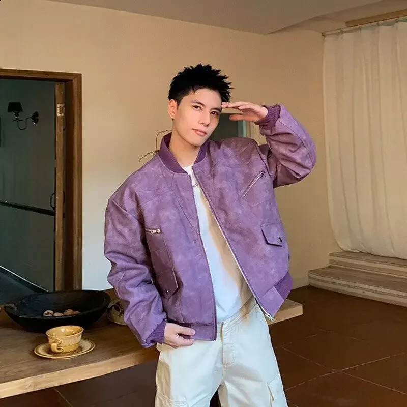 Stylevintage Pu leather mens coat thickened autumn/winter sales niche aviation motorcycle jacket street trend240809