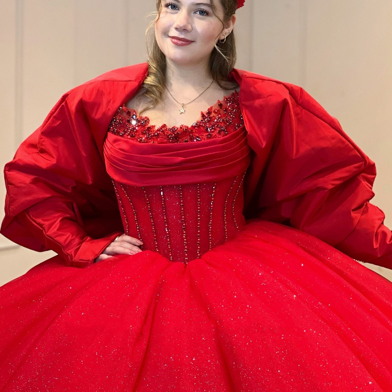 Red Sparkly Quinceanera Dresses Ball Gown 2024 Off Shoulder Beading Bow Corset vestido 15 anos quinceanera Lace-up Sweet 16