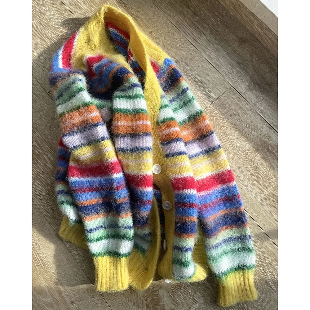 Women Colorful Wool-blend Cozy Comfortable Dopamine Sweater Cardigan Autumn Winter In 240813