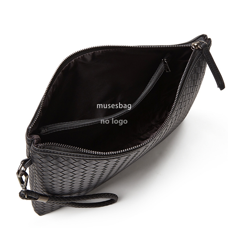 New woven leather clutch bag Men's wallet Soft clutch Large capacity phone bag Business underarm bag