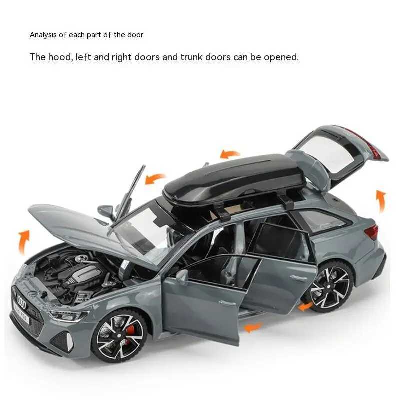 1 32 RS6 Model Car Black Edition Customized for Kids Realistic Simulation Diecast Metal Perfect Gift for Boys Y240809