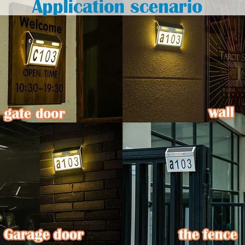 LED Solar Wall Lamp Warm White Neutral Lighting Light Yard Door Fence New Solar House Number Light Outdoor Waterproof StainlessCL240809