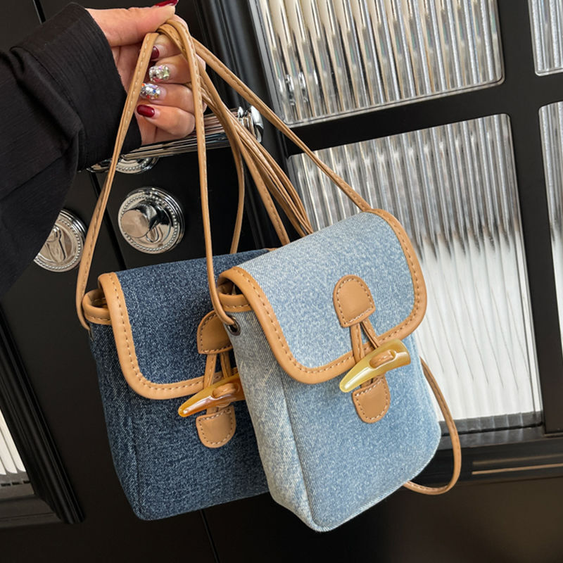 Denim 2024 New Spring and Summer Online Celebrity Shoulder Messenger Ladies Mobile Phone BagH810#22 53691
