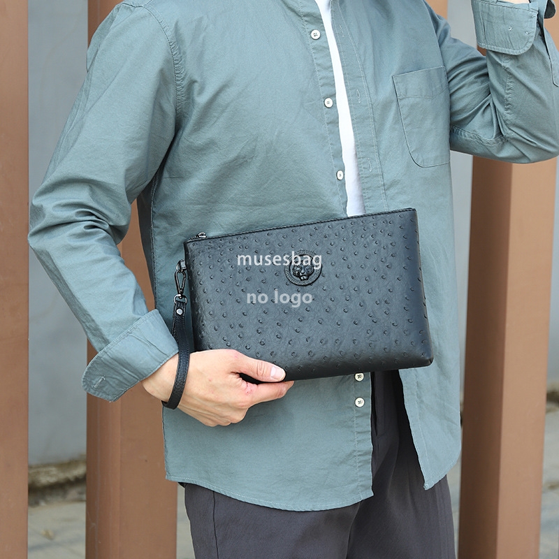 New men's clutch bag ostrich-print clutch bag men's underarm bag long wallet cross-border a piece of hair