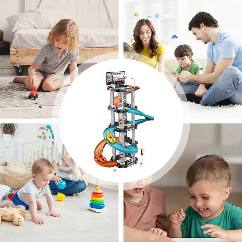 Parking Garage Toy Race Car Ramp Track Toy Playset Preschool Car Games Vehicle Playsets Christmas Birthdays Gifts For Boys Girls Y240809