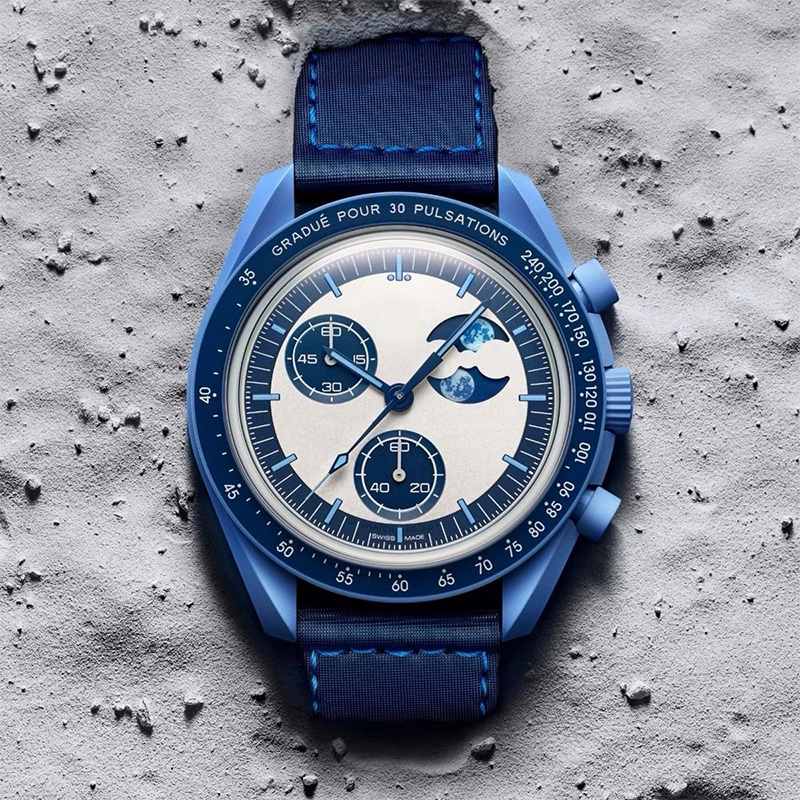 2024 Bioceramic Moon Phase Chronograph Quartz Watch with Nylon Strap - Lava Desert Edition (Limited)