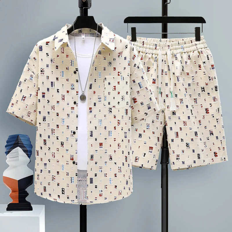 2024 Summer bet Pattern Sportswear Mens Casual Set Mens Shorts and Full Size Mens T-shirt M-4XL240809