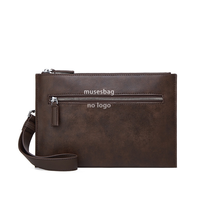 New men's grab bag Crazy horse print grab bag soft surface waterproof business mobile phone bag underarm bag span coin wallet