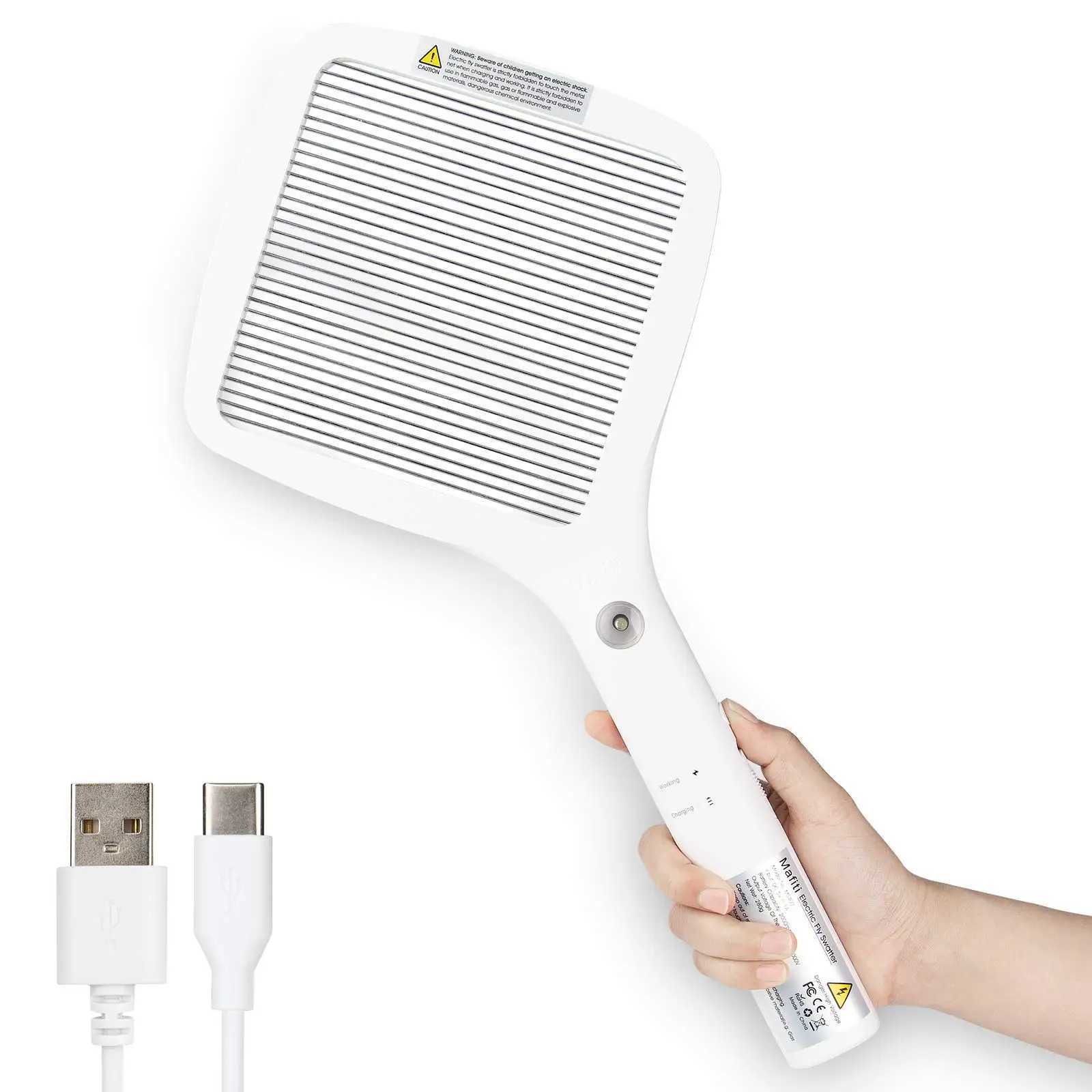 Mafiti Swatter Powerful USB Rechargeable Fly Killer Trap Zapper Mosquito Killing Purple Lamp Seduction High Quality Sleep Tool Y240810