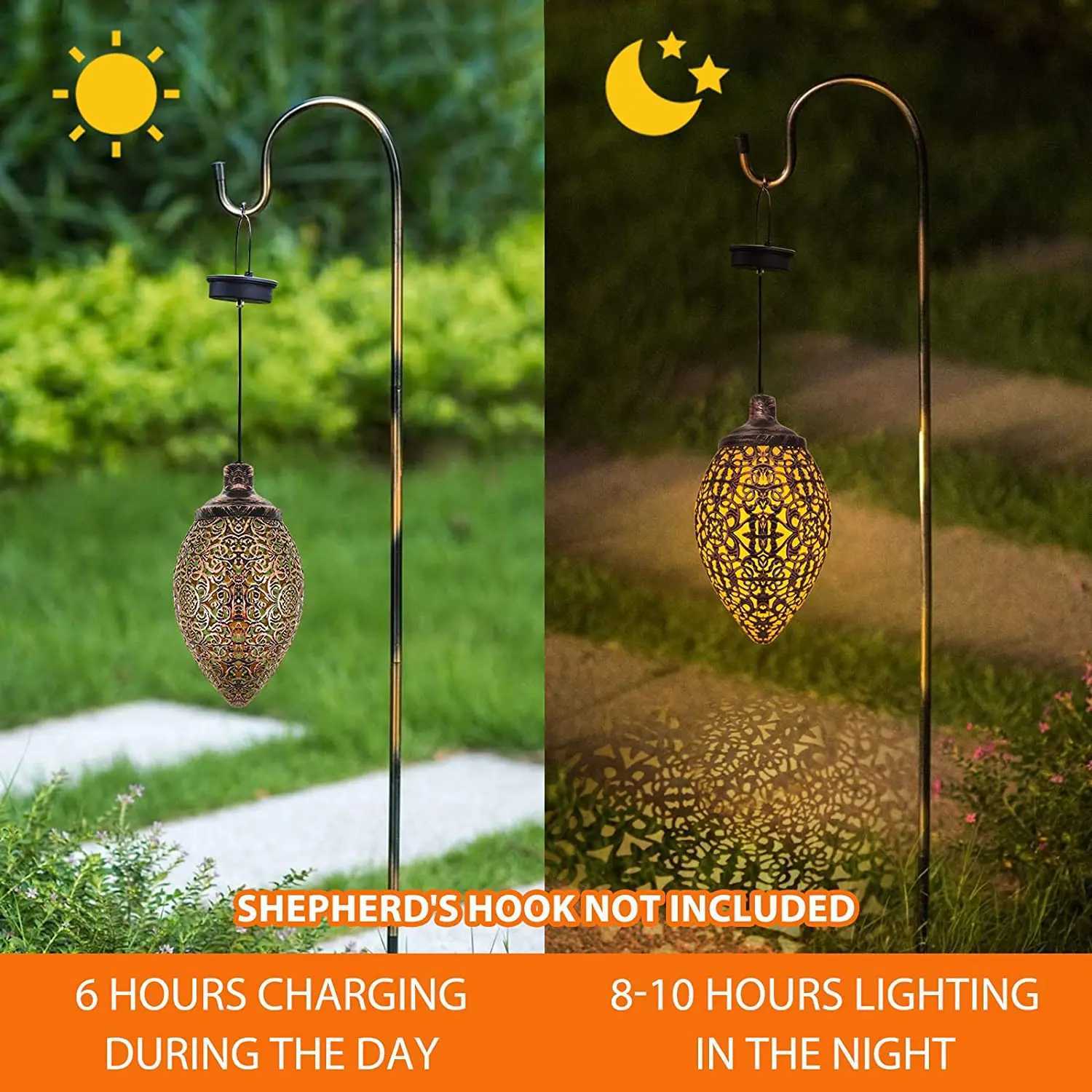 1/2 Pack Solar Hanging Lanterns Garden Decor Waterproof Outdoor Solar Powered Lantern Decorative Lights Retro Lamp for GardenCL240809