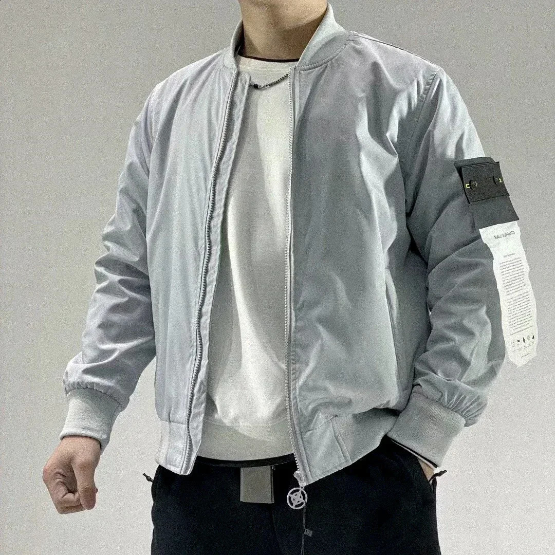 Spring Street bomber jacket embroidered compass zipper Vneck outdoor mens baseball high street 240809