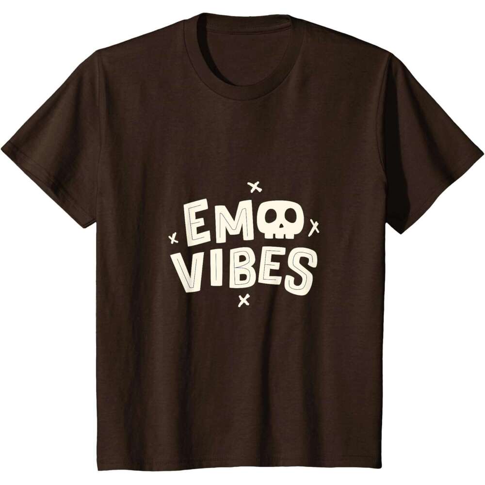 T shirt for Mens Emo Shirt Emo Vibes Alternative 2000 Emo Punk Skull Goth T-Shirt Shirts Tshirt Graphic Tee Casual Tops Clothes Short sleeve