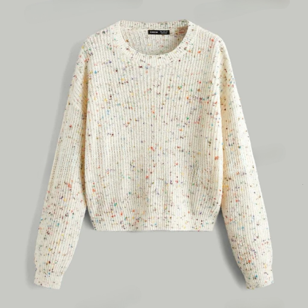 New autumn and winter colored polka dot pullover long sleeved top with a design sense, knitted sweater for women dongdumaoyi