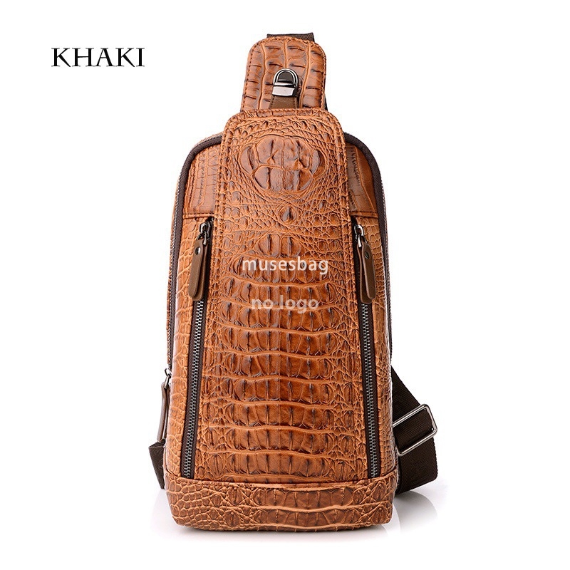 New high quality PU leather men's chest bag crocodile single shoulder crossbody bag Fashion single shoulder bag business men's bag