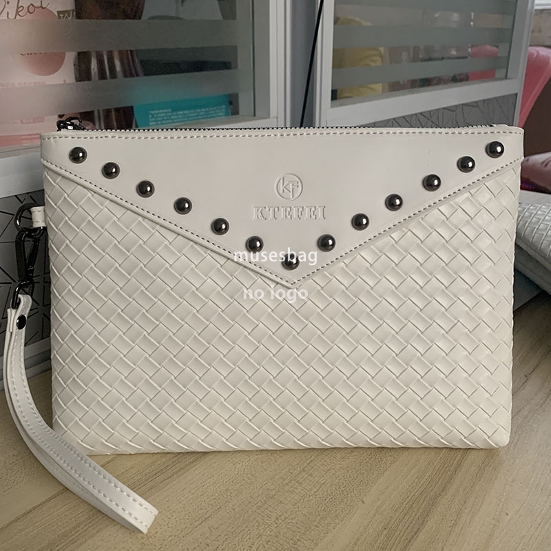 The new PU material of high quality men and women's personality button bag woven hand bag cross-border products