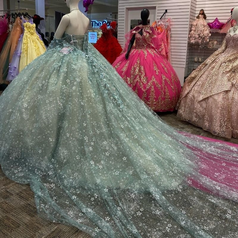Luxury Light Green Quinceanera Dress Ball Gown Girls Beading Appliques Lace With Cape Birthday Party Sweet 16 Dress Vestidos 15 De