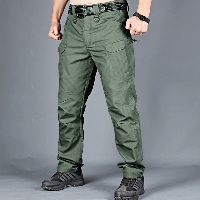 Mens Tactical Pants Multiple Pocket Elasticity Military Urban Tacitcal Trousers Men Waterproof Cargo Pant 6XL 240806