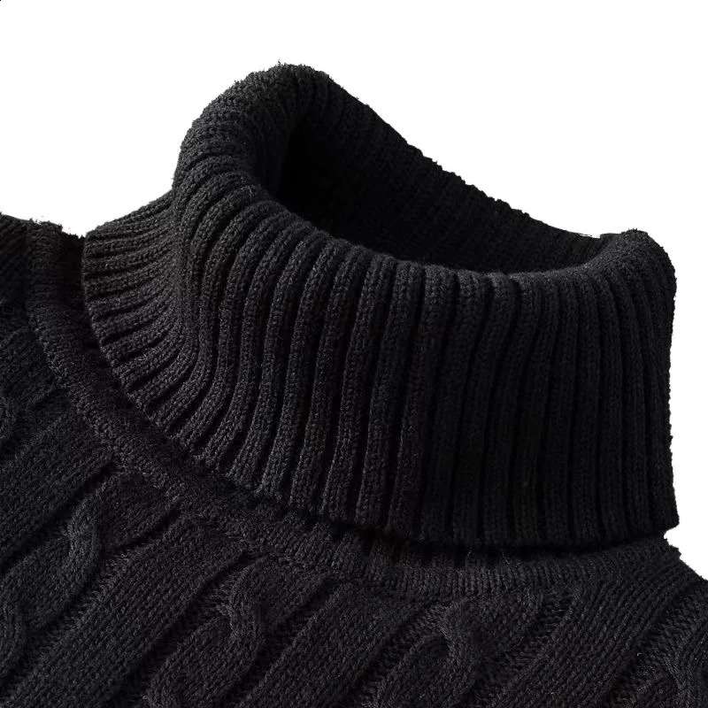 Winter Warm Turtleneck Sweater Casual Mens Rollneck Warm Knitted Sweater Keep Warm Men Jumper Knit Woolen Sweater 240809