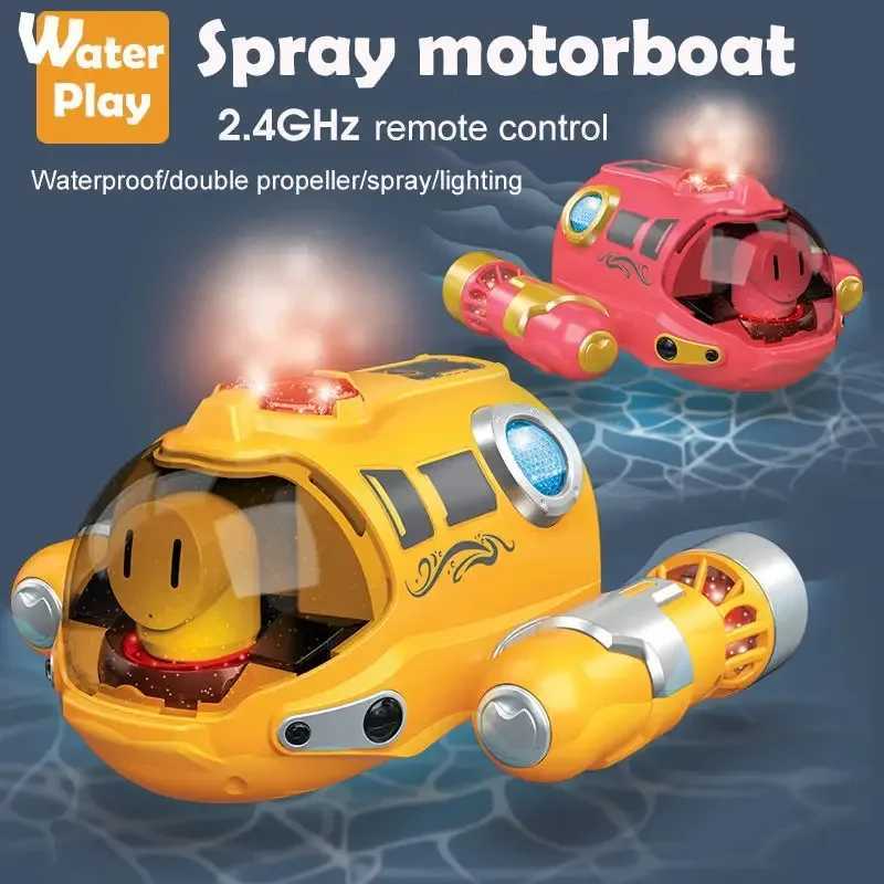 2.4G Remote Control Motorboat Waterproof Spray Swimming Pool Bathing RC Steamboat Toy For Boys And Girls Children Christmas GiftY240810