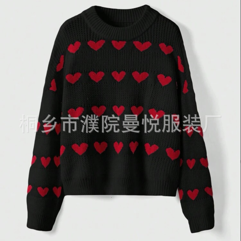 2024 new loose heart jacquard spring and autumn pullover knitted sweater for women dongdumaoyi