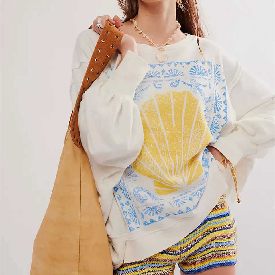 Womens Graphic Sweetgirl Y2k Long Sleeve Falling Shoulder Crewneck Shirt Top Mens Double sided Floral Retro Side Seam Sweater 240809