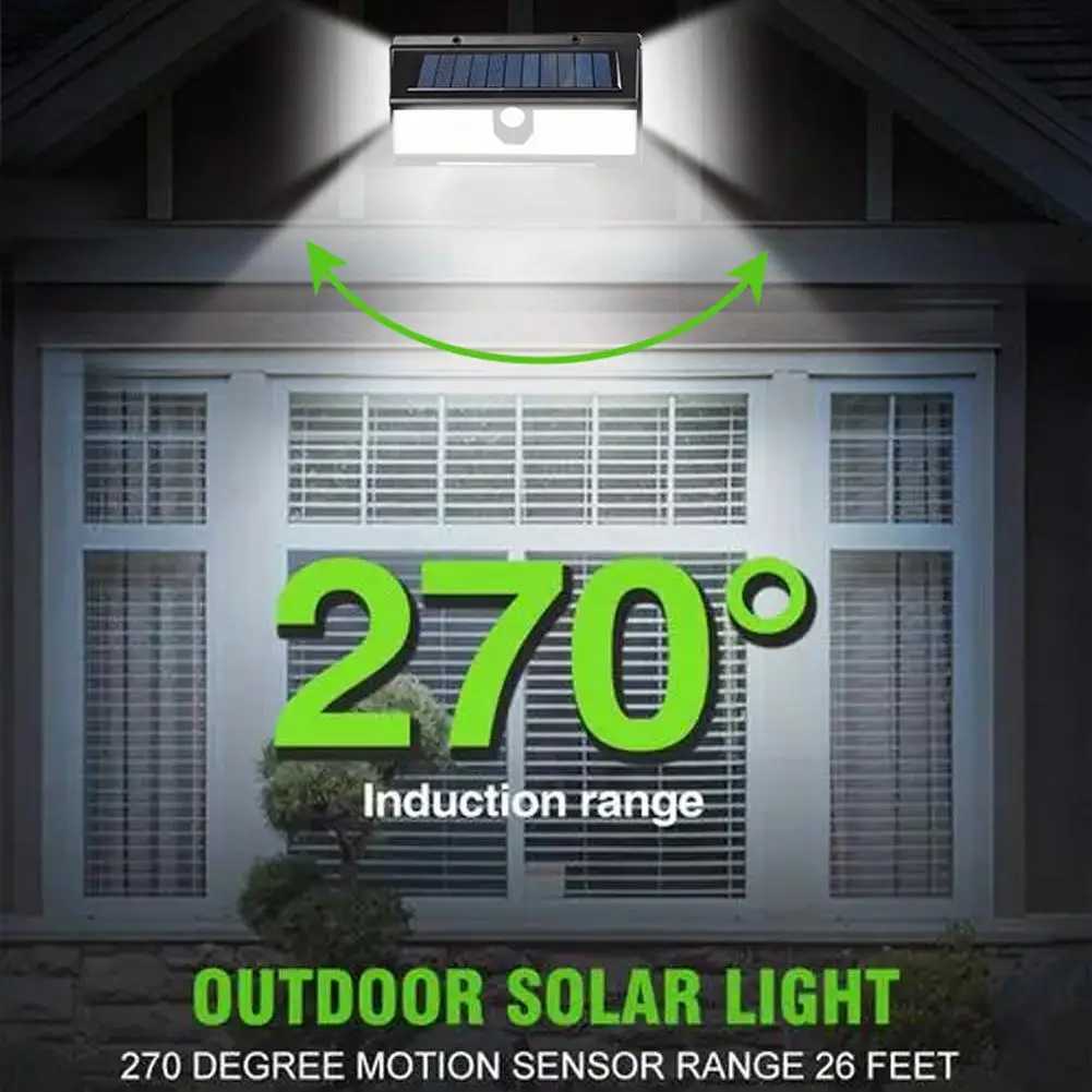 Solar Lights Outdoor 190 LED/4 Modes Motion Sensor Security Lights IP65 Waterproof Wall Lights for Backyard Garden Fence PatioCL240809