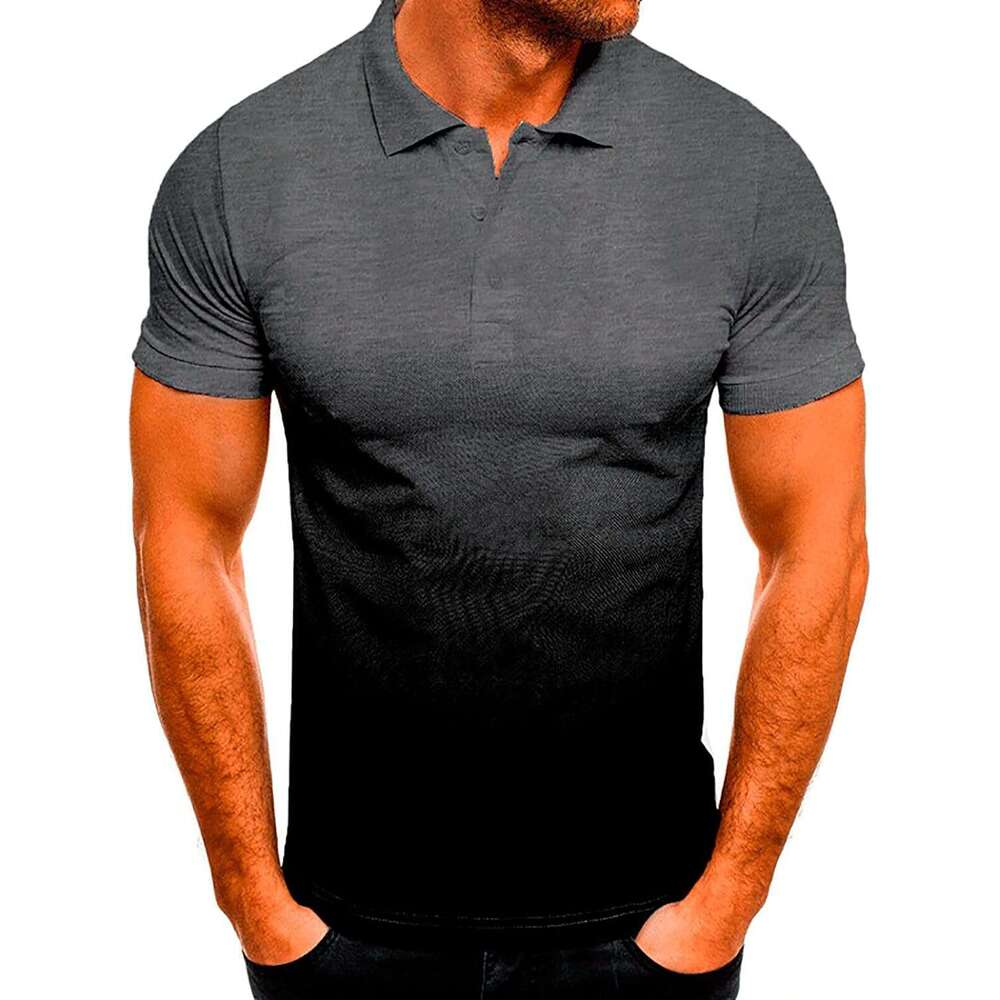 Fashion Mens Polo shirt Collared Short Sleeve Casual Moisture-Wicking Quick Dry Tops 3D Gradient Sports Golf Tennis T-Shirt Casual tops summer clothes