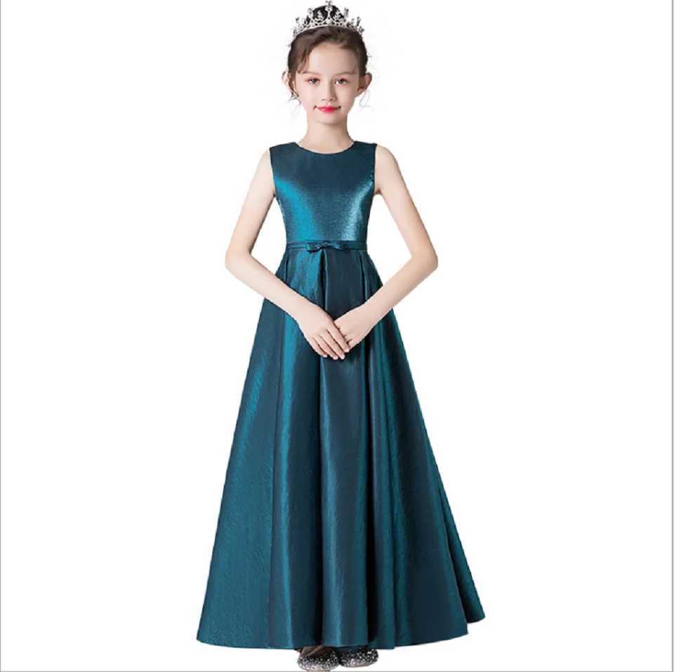 Dideyttl Customized Sleeveless Flower Girl Dress Par Dress Girl Satin Youth Concert Formal Elegant Banquet Dress W250326