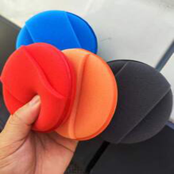 1pc Car Polishing Cleaning Hand-held Round Waxing Sponge Beauty Waxing Cleaning Handheld Waxing Cotton Polyester Sponge Friction-resistant
