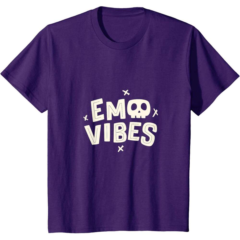T shirt for Mens Emo Shirt Emo Vibes Alternative 2000 Emo Punk Skull Goth T-Shirt Shirts Tshirt Graphic Tee Casual Tops Clothes Short sleeve