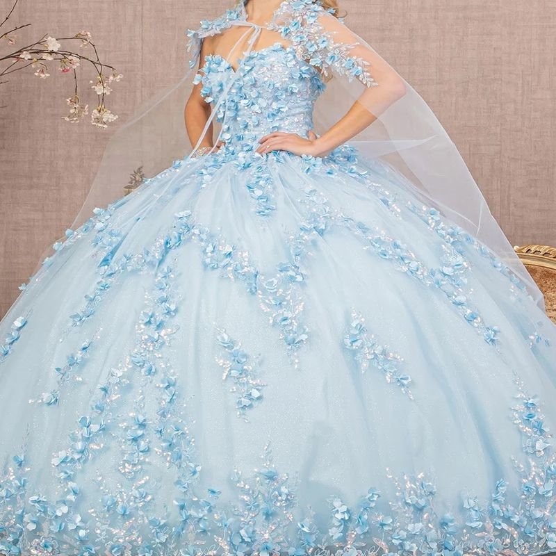 Shiny Quinceanera Dresses Ball Gown With Cape Beads Sequins Lace Appliques wer Birthday Sweet 16 Dress Vestidos 15 De